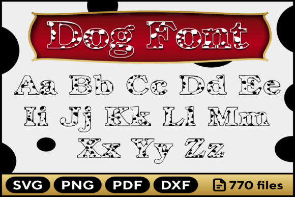 Dog Dalmatian Font: Graphics for Crafts