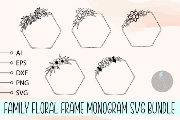 Family Floral Frame Monogram SVG Bundle: Graphics for Crafts