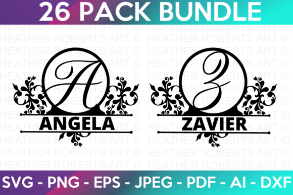 Split Fancy Monogram SVG: Graphics for Crafts
